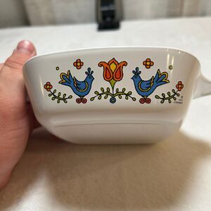 Vintage Corning Country Festival Casserole Dish 1975 Square Baking Dish 5x5